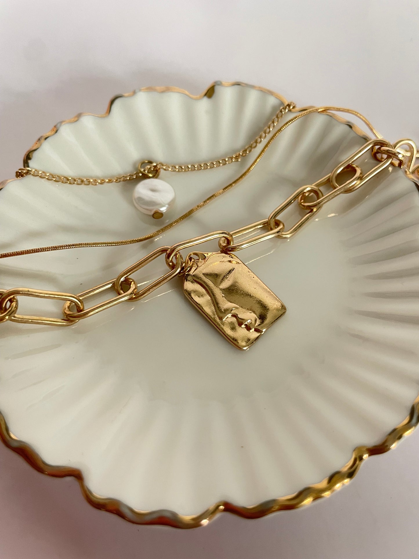 Two faced Necklace- triple layered - CS