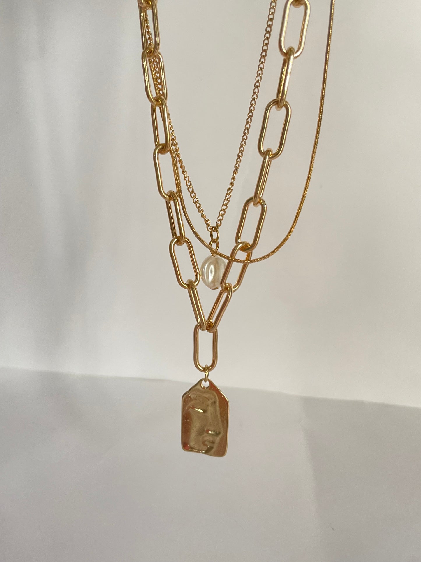 Two faced Necklace- triple layered - CS