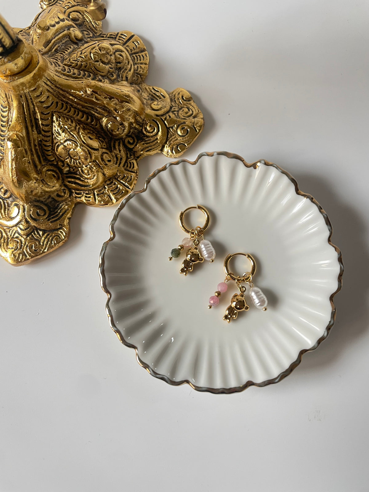 Teddy Charm Hoops