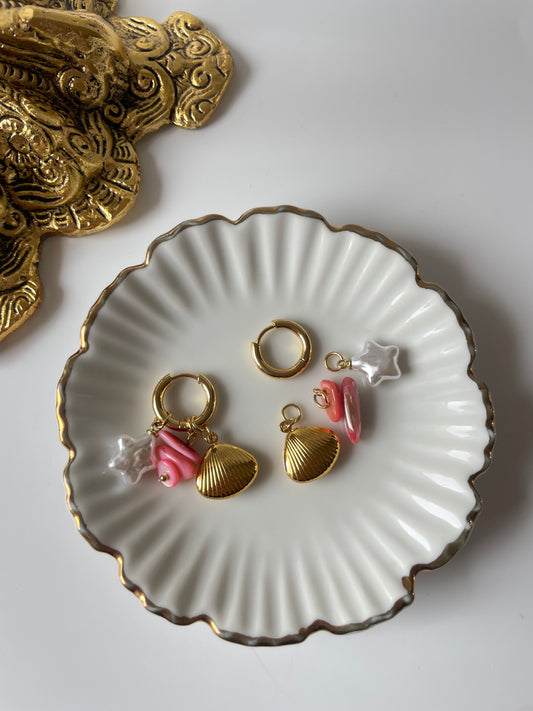 Shell Charm Hoops