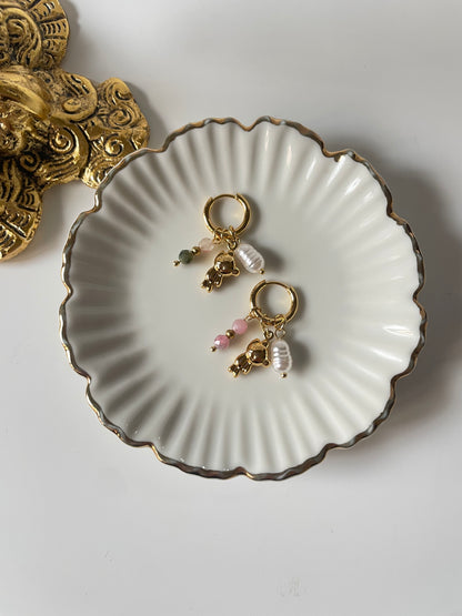 Teddy Charm Hoops