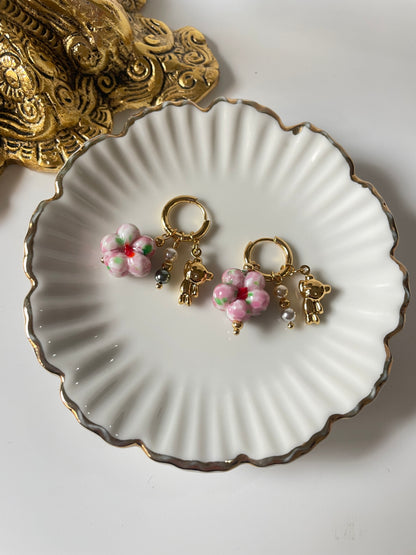 Flora Charm Hoops