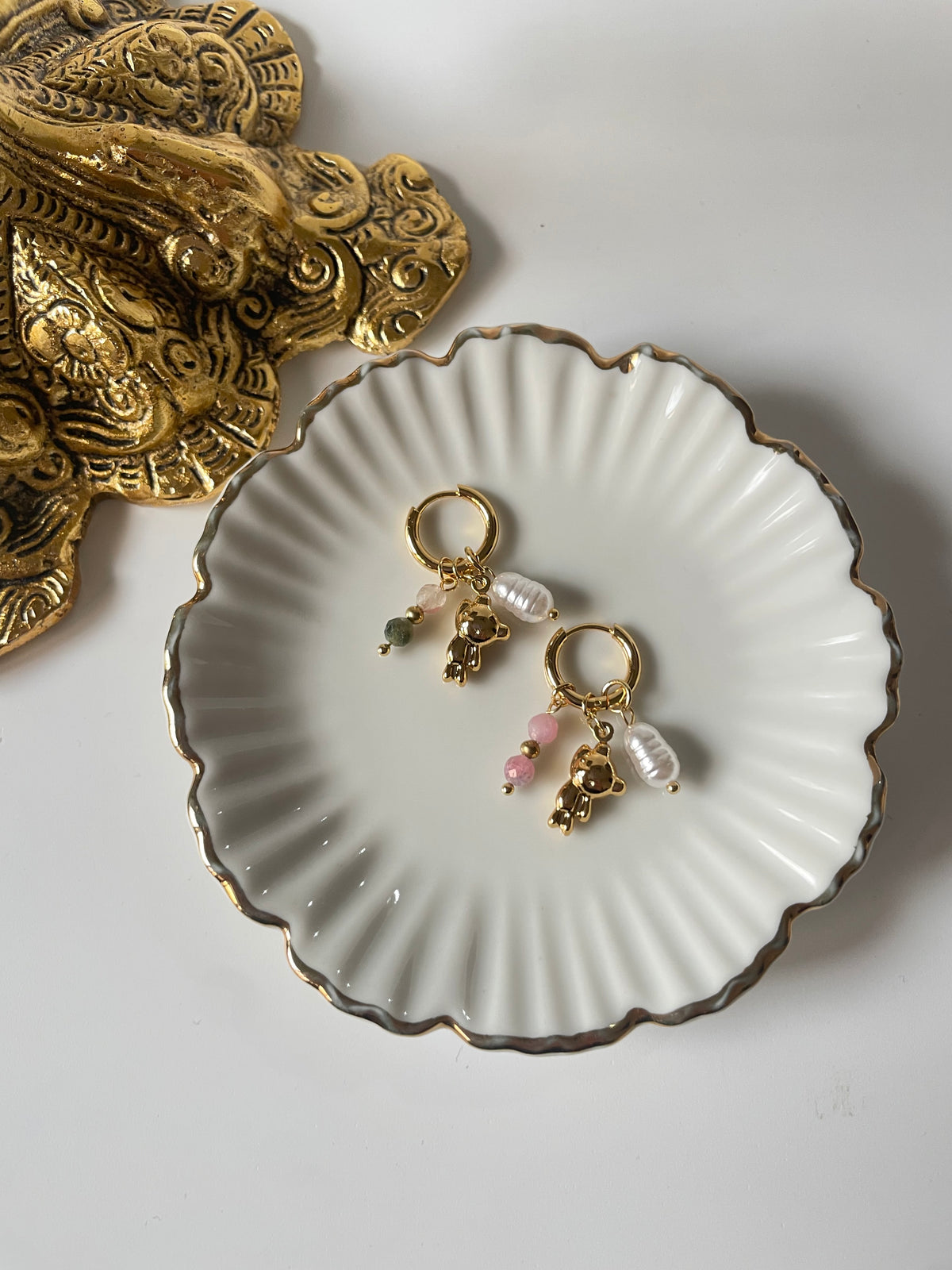 Teddy Charm Hoops