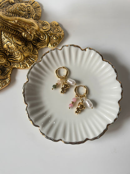 Teddy Charm Hoops