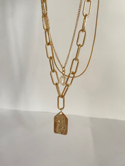 Two faced Necklace- triple layered - CS