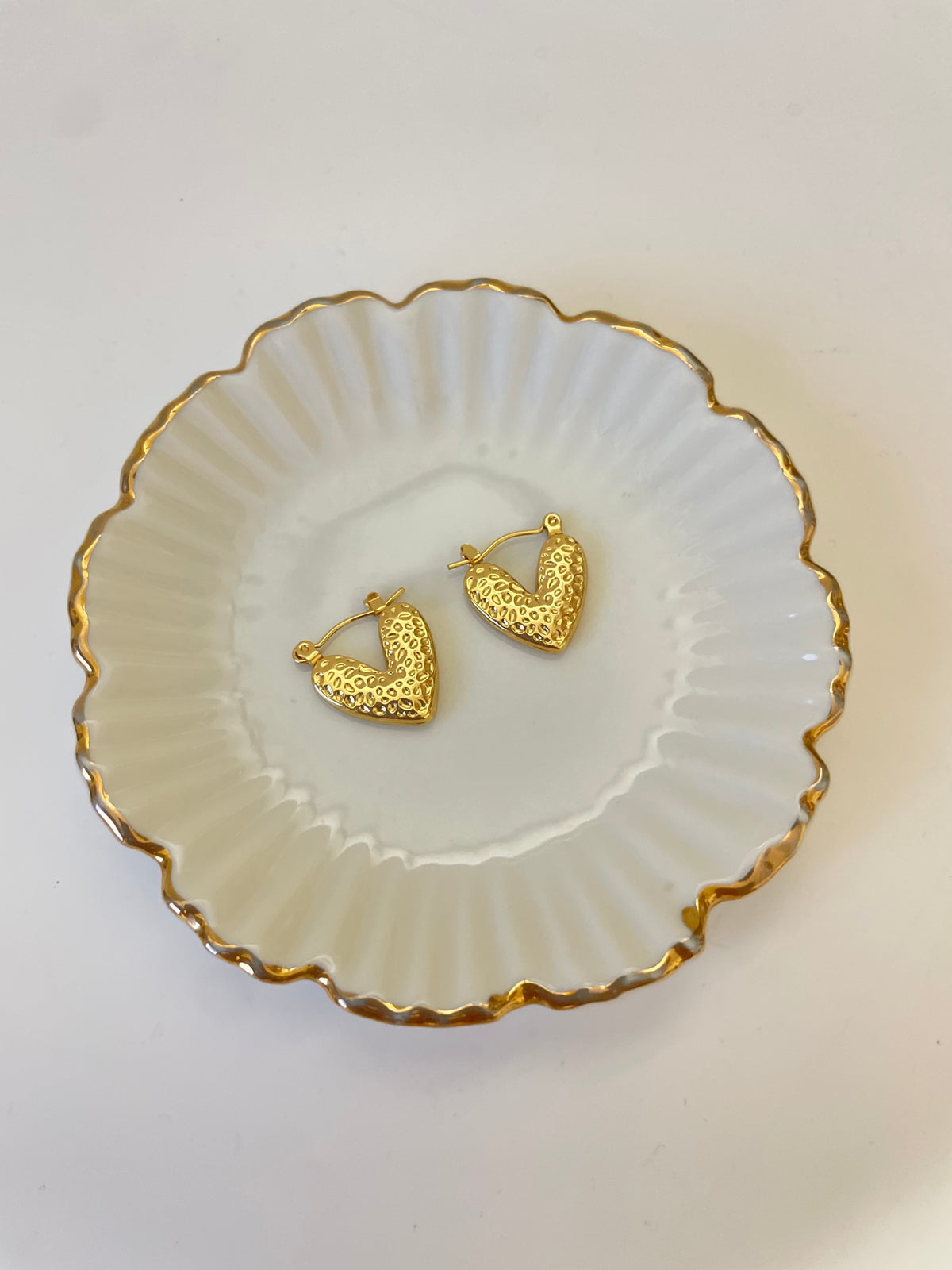 Textured Heart Hoops