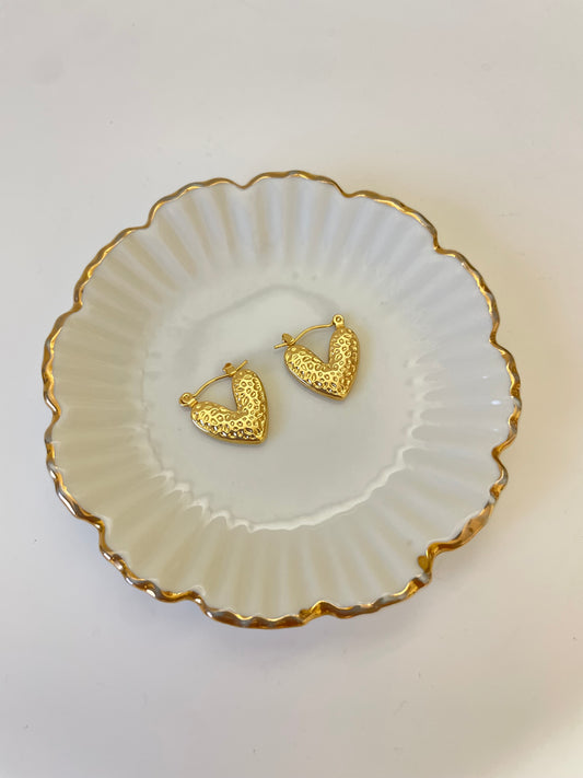 Textured Heart Hoops