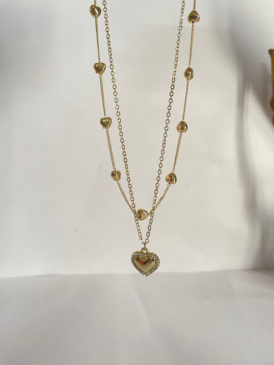 Heart Necklace- double layered - CS