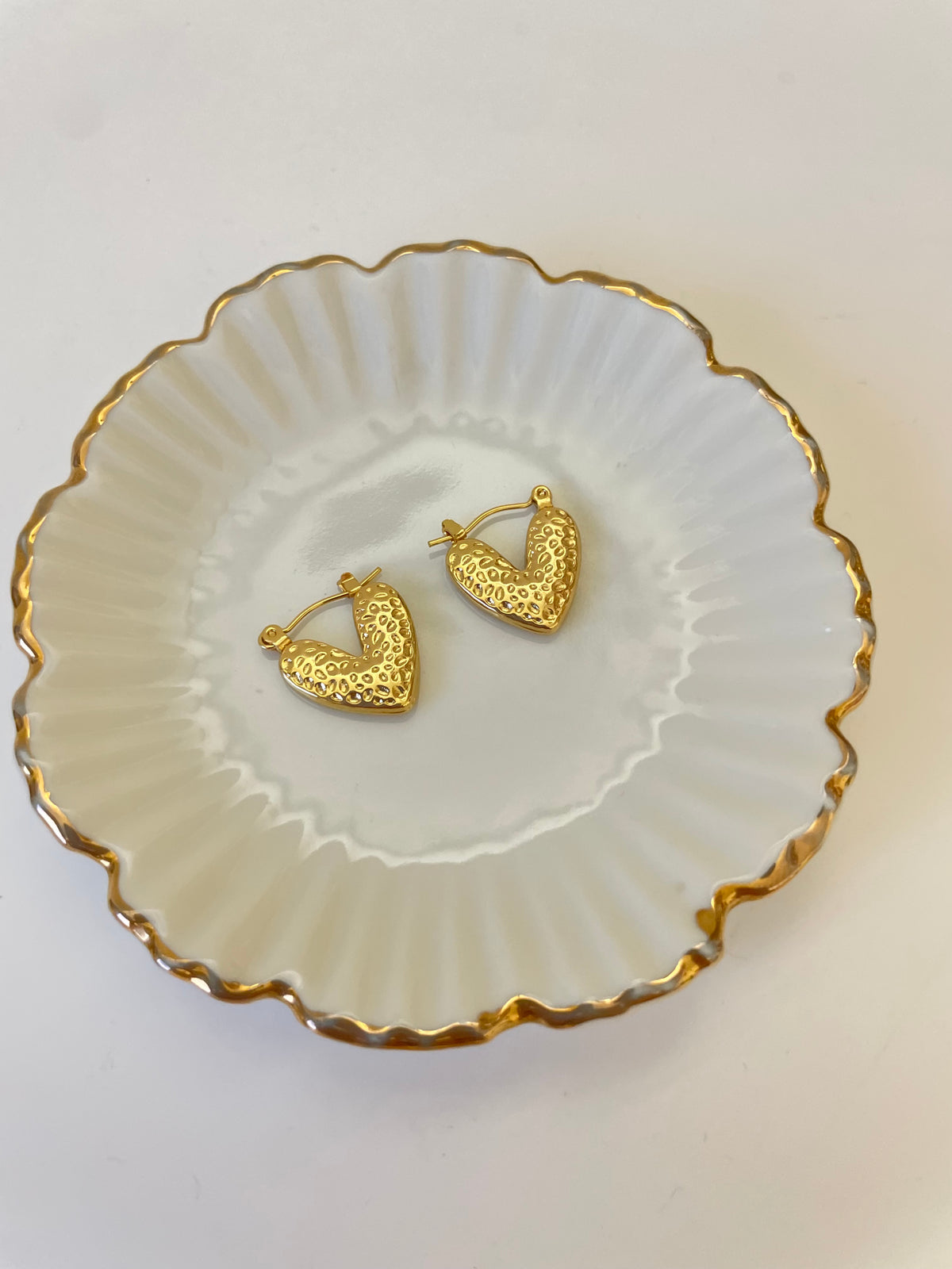 Textured Heart Hoops