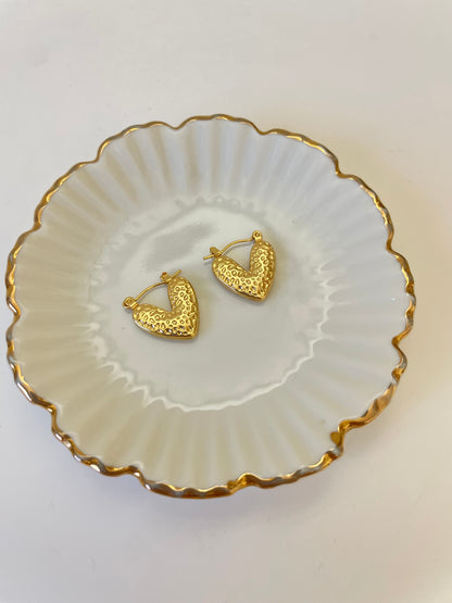 Textured Heart Hoops