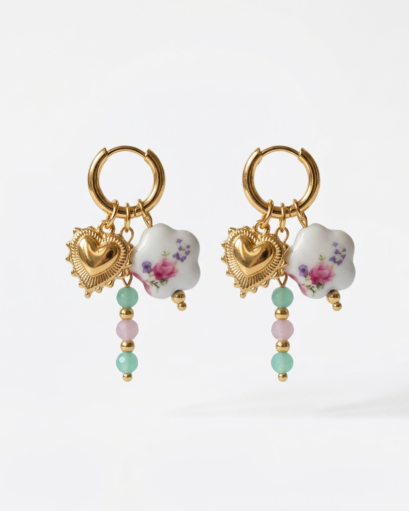 Heart Charm Hoops