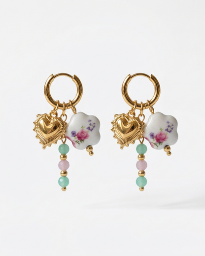 Heart Charm Hoops