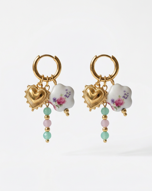 Heart Charm Hoops