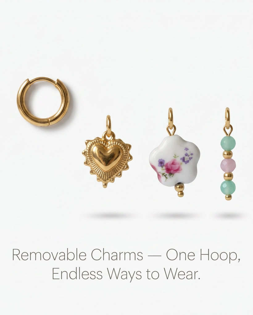 Heart Charm Hoops