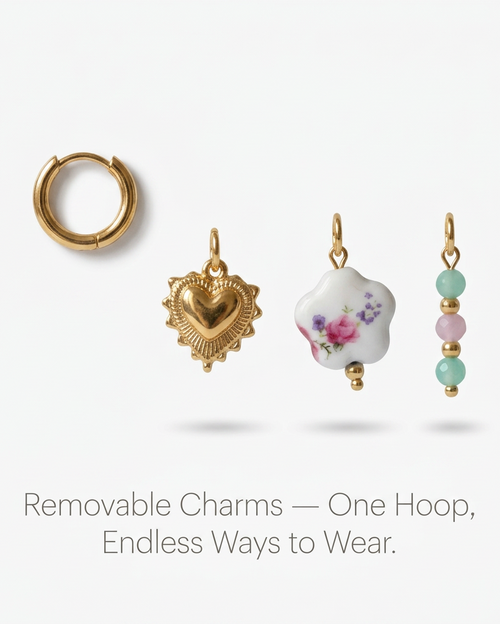 Heart Charm Hoops