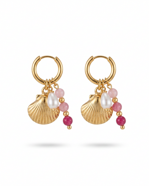 Shell Charm Hoops