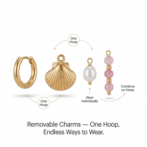 Shell Charm Hoops