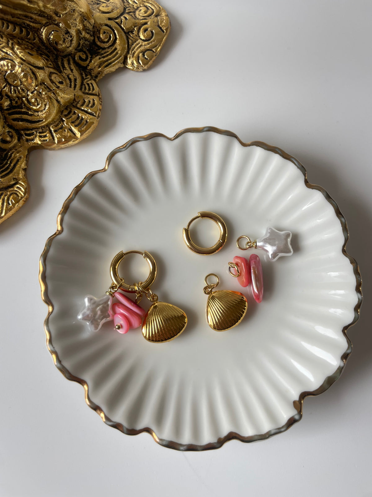 Shell Charm Hoops