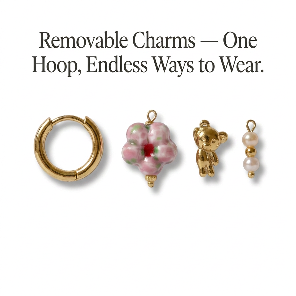Flora Charm Hoops