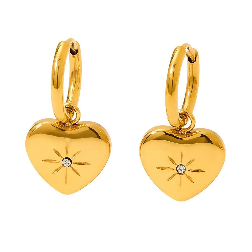 Heart Bling Hoops